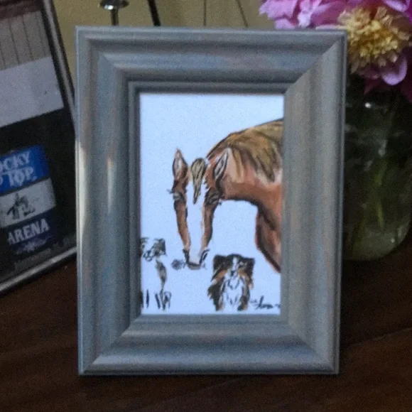 Artisan print artwork farmer’s market horse dog pet animal artwork cowgirl farm - Picture 3 of 8